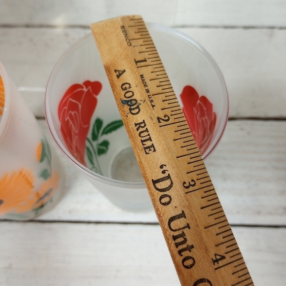 Set of 2 Vintage Libbey Frosted Glasses With Flowers, Vintage Floral Tumbler - Picture 10 of 10